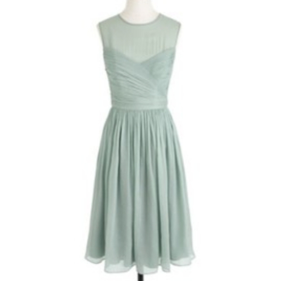 J.Crew NWT Romantic Dusty Shale Clara Illusion Chiffon Sleeveless Dress size 8 - Picture 1 of 9